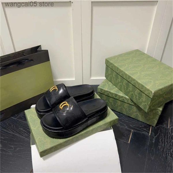 

casual shoes slippers designer luxury brand leather platform sandals quilted thick bottom women fashion summer slider beach slipper eur 35-4, Black