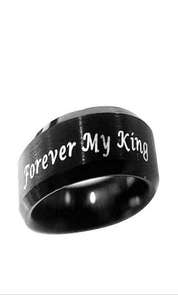 

fashion stainless steel alway my queen forever my king letter jewelry accessories women men wedding couple rings6630507, Silver
