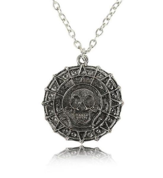

movie jewelry pirates necklace vintage bronze silver designer skull coin pendant necklace men gift souvenirs party friendship gift1565278