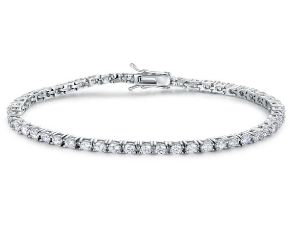 

100 authentic solid 925 sterling silver tennis chains hiphop tide bracelets zircon 3mm bracelet tennis bracelet luxury silver je1050237, Golden;silver