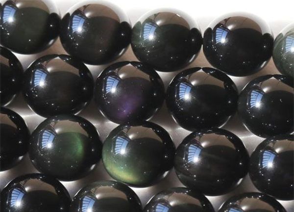 

discount whole natural genuine flash rainbow obsidian round loose stone beads 318mm fit jewelry diy necklaces or bracelets 161991987, Black