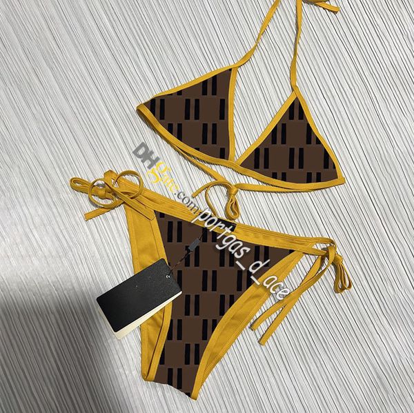 

designer bikini set women swimwear halter beach bra brifts split padded biquini lady bathing suit red bathing suit yellow swimsuit print wom, Black