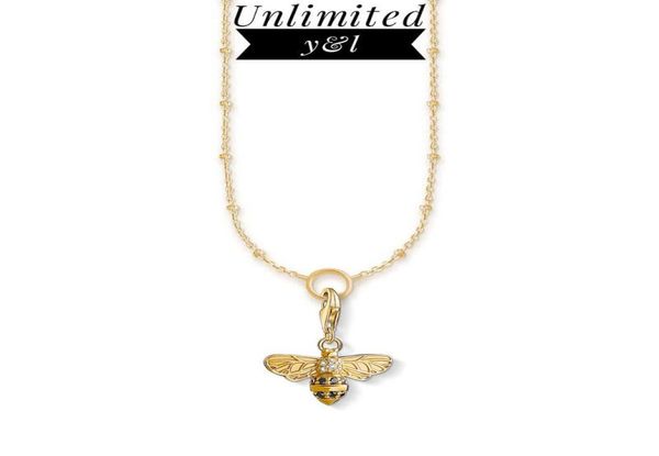 

pendant necklaces gold color bee necklace link chain charm circle carrier women men 925 sterling silver jewelry accessories gifts 7396696