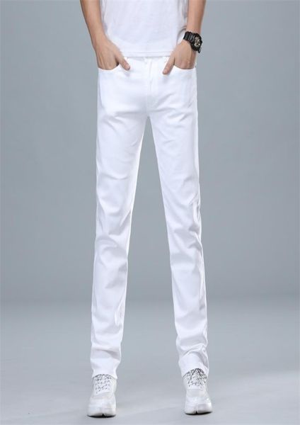 

classic style men039s regular fit white jeans business fashion denim advanced stretch cotton trousers male brand pants 2205046817742, Blue