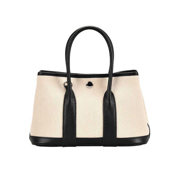 

garden party bags designer layer cowhide with canvas garden bag leather classic tote large capacity portable 1z4ho