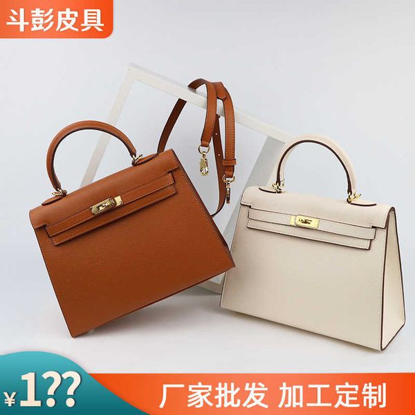 

designer hemrres tote bag korean version internet celebrity genuine leather women's bag 2023 new fashion handbag kelys solid color vers
