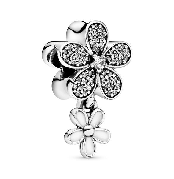 

authentic ale 925 sterling silver dangling daisy flower pave charm fit charmes bracelet fashion designer charms beads for diy jewe1441060, Black