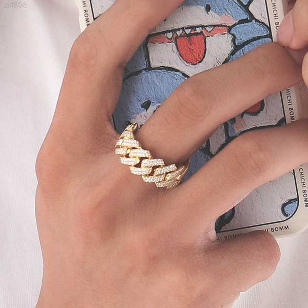 

provence 10k solid gold hip-hop style cuban ring with lab diamond accents luxury diamond rings, Silver