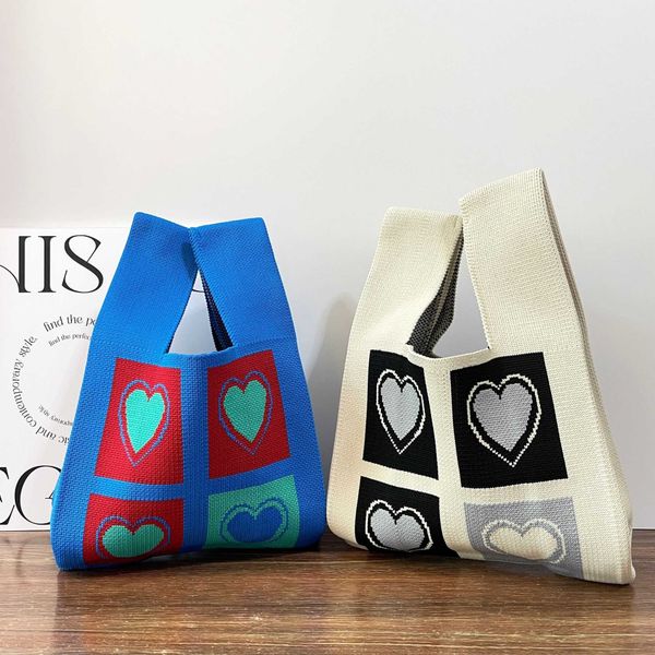 

designer bag fashionable niche design hand knitted bag for commuting between and korea versatile love vest bag foldable tote bag