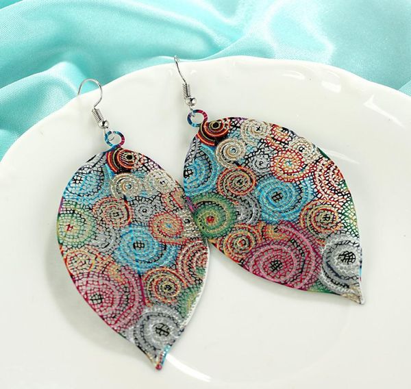 

vintage colorful hollow out metal leaf dangle drop earrings for women fashion ear rings jewelry9671838, Silver