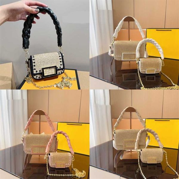 

evening bags straw bag designer bags women beach totes luxurys handbag chain weaving handbags solid color classic purse 230420