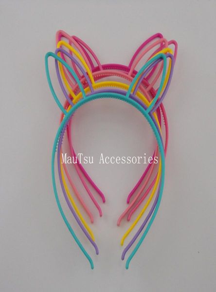 

10pcs 6mm assorted colors rabbit ears shape plastic hair headbands with small teethprincess hairbandskids hair accessories7275506, Silver