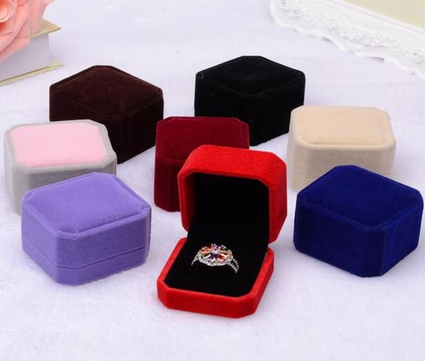 

2017 new fashion 10 color square velvet jewelry box red gadget box necklace ring earrings box j0154145557, Black;white