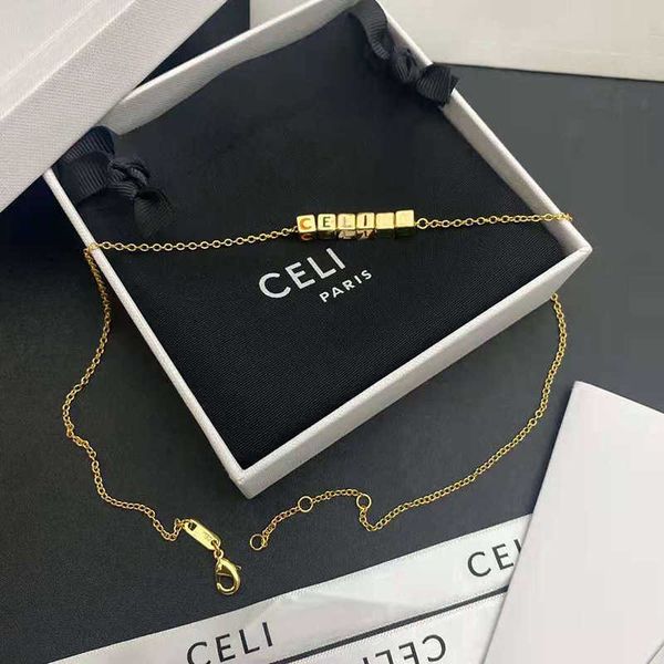 

2021 new saijia personalized color square necklace ce family dice letter net red same fashion, Silver