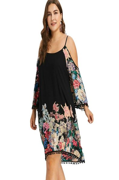 

summer plus size dresses for women 5x popular large size ladies loose strap off shoulder printed dresses8175517, White;black