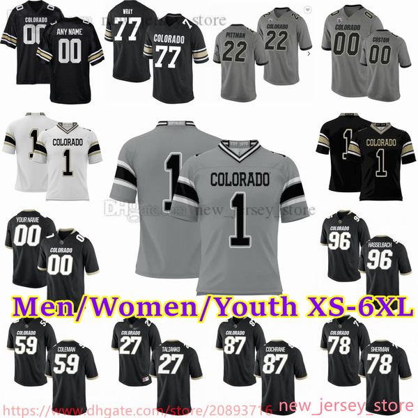 

2023 custom s-6xl ncaa colorado college buffaloes football jersey callahan mcgarry headley lang wiefels montez grundman hudson udoffia patte, Black