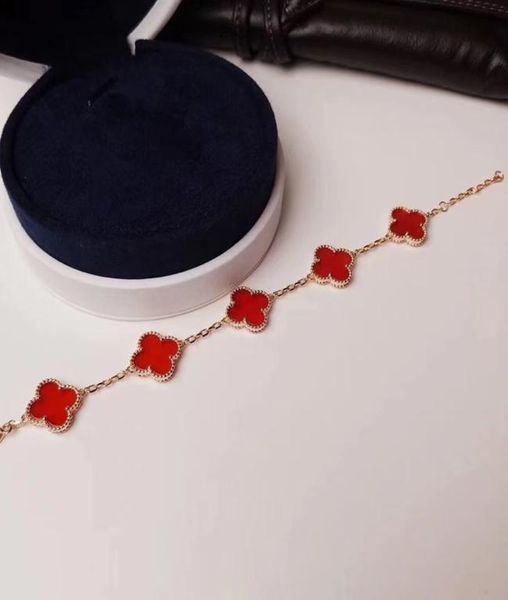 

2021 have stamp chain fashion four leaf clover 5 colors link bracelets 18k gold for women girls valentine039s jewe9586667, Black