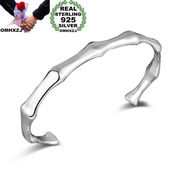 

omhxzj whole bangles personality fashion ol woman girl gift silver bamboo shaped open 925 sterling silver cuff bangle bracelet5167901, Black