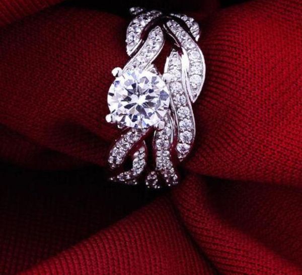 

whole luxury sz 510 brand design 18k white gold filled white z women wedding ring set3446884, Golden;silver
