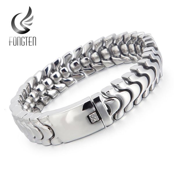 

chain fongten high polished classic gothic bracelet steel snake punk men shiny bangle bracelets trendy jewelry 230710, Black