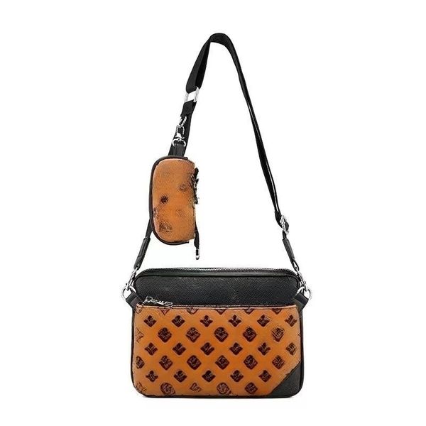 

2023 fashion all-in-one men's multi-functional classic spray pu 3-in-1 shoulder bag