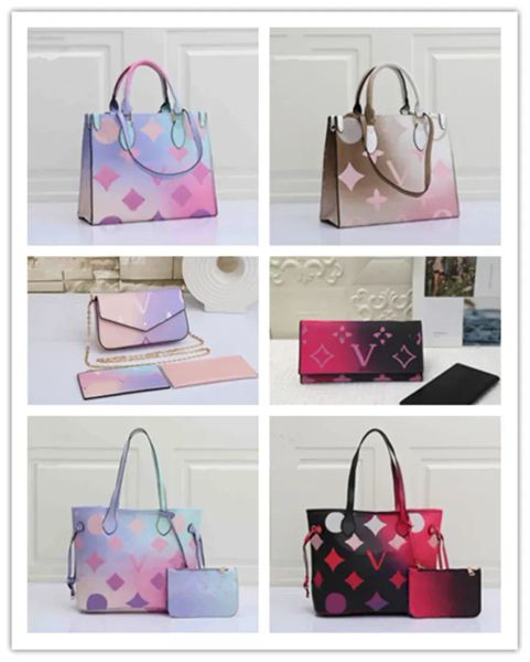 

shopper shoulder bag mini spring in urban tote women go designer handbag large capacity gradient color never sunrise pastel women tie-dye sh