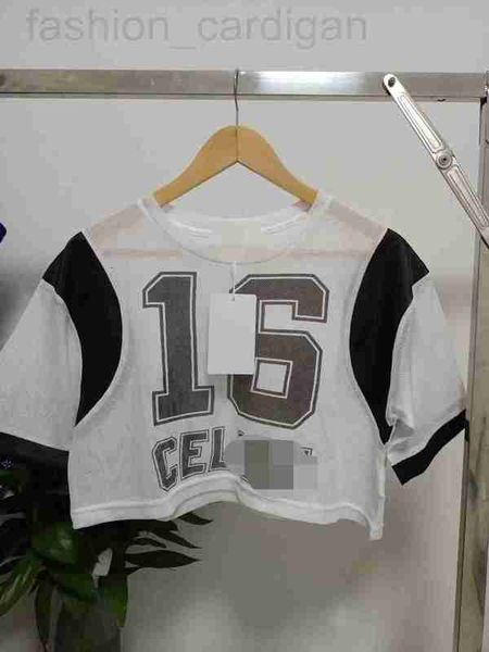 

women's hoodies & sweatshirts designer ce home 2023 early spring new 16 digit print letter grid hollow out digital loose short t-shirt, Black