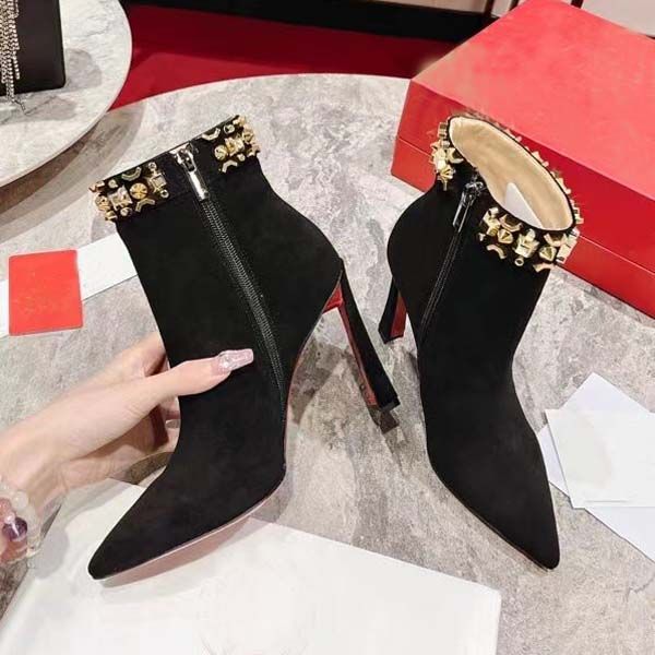 

luxury womens banana heel boots new crystal calf leather fashion martin boot platform fashion shoes size 34-44 with box, Black