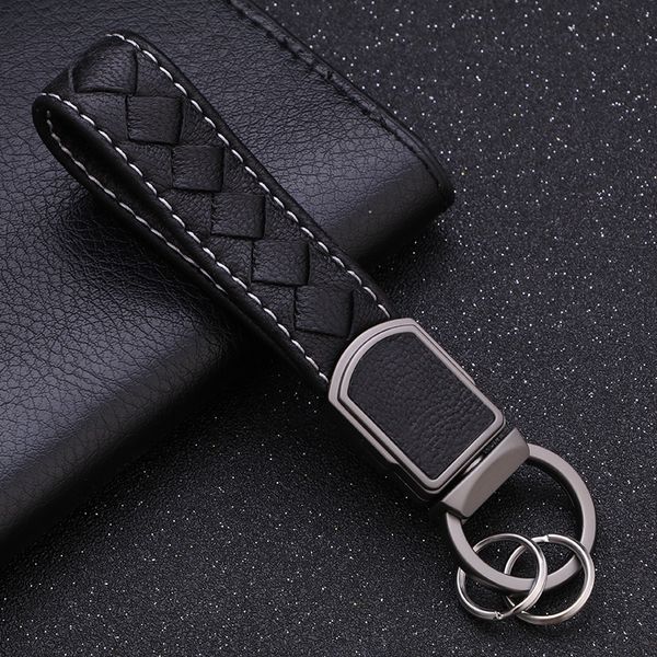 

keychains lanyards luxury high grade key chain leather woven rope women men keychain classic car holder ultra soft lambskin christmas xmas g, Silver