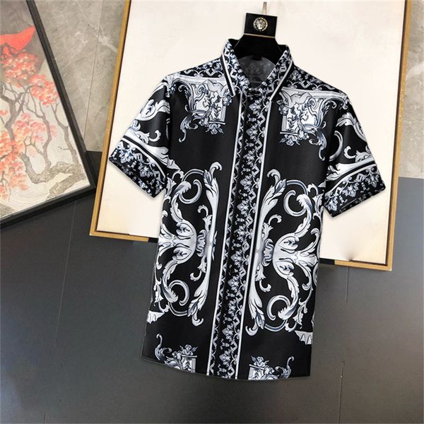 

new fashion hawaii floral print beach shirts men's designer silk bowling shirt casual hawaiian shirts men summer blouse short sleeve lo, White;black