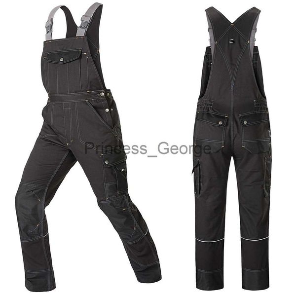 

others apparel welding suit working bib overalls protective working jacket men workwear tooling uniform mechanic multipocket cargo pants s5x, Black;white