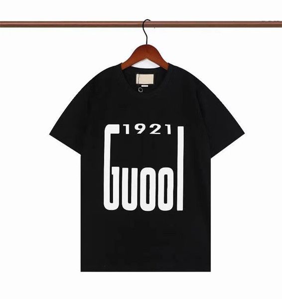 

23 new men's clothing, early spring short-sleeved t-shirt with color contrast print, logo letter printing, color contrast sleeves, loos, White;black