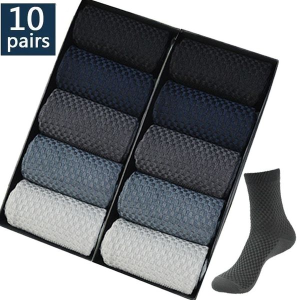 

men's socks 10 pairs 2 pairlot men socks bamboo fiber male socks classic business mens dress sock for winter gift plus size eur3844 230, Black