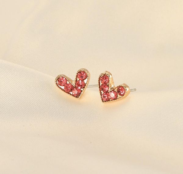 

fashion jewelry s925 silver needle cute heart stud earrings rhinstone stud earrings s7918201530, Golden;silver