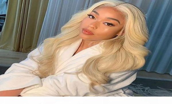 

body wave blonde full lace wigs with baby hairs pre plucked 613 virgin brazilian lace front human hair wigs glueless for black wom2728791, Black;brown