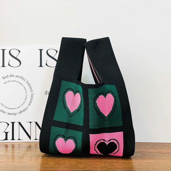 

fashionable niche design hand knitted bag for commuting between and korea versatile love vest bag foldable tote bag