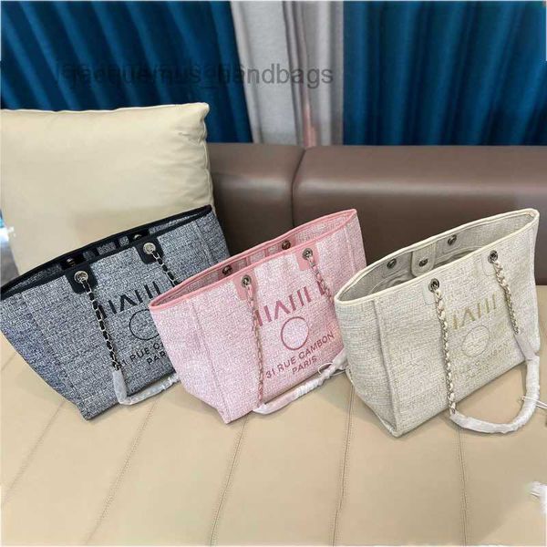 

ch an el classic beach bag women shopping handbag womens advanced canvas classic large capacity lady solid color chain handbags 230218