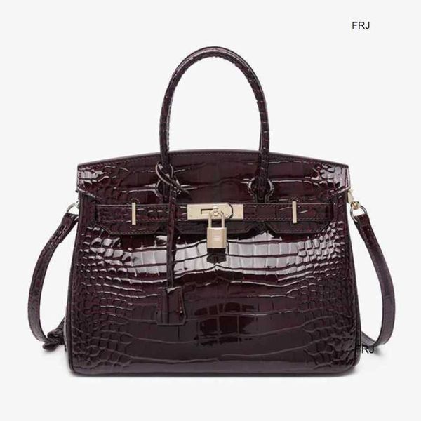 

designer bags birkins handbags h ermes yuan bag custom grape purple leather crocodile 2023 new first layer cowhide one shoulder portable mes