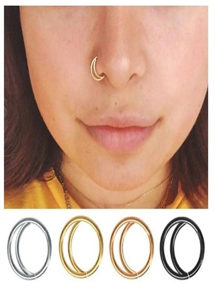 

moon hoop nose ring stainless steel earbone ring earbone small body piercing jewelry ornament septum ring 8mm10mm7537663, Silver