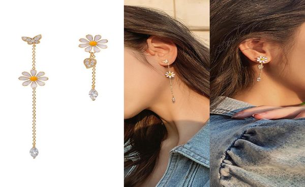 

women tassel flower earring small daisy earrings rhinestones butterfly earring shape female ear jewelry fashion earrings2901416, Silver