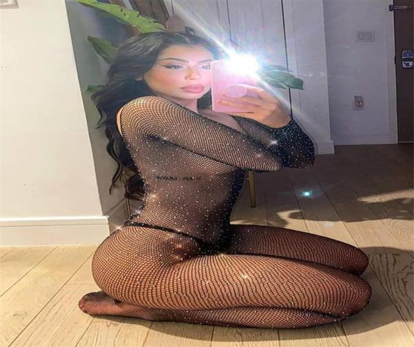 

women039s swimwear plus size erotic lingerie bling rhine fishnet bodysuit transparent dress women mesh tights exo9472742, White;black