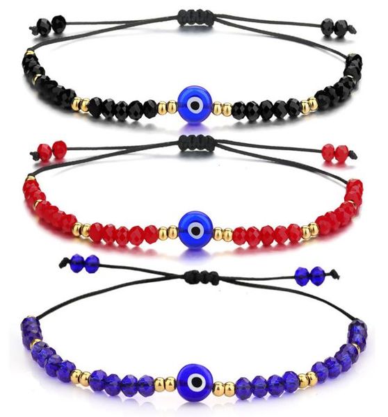

braided evil blue eye strands bracelet handmade jewelry colorful crystal beads bracelets for women girl1066348, Black