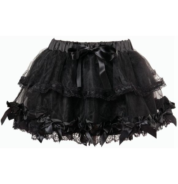 

halloween christmas lolita lace mesh two layered mini dancing tu tu skirt with bow details women tulle skit white black red purple6189194