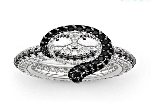 

cluster rings the nightmare before christmas crystal ring sally black enamel love couple gift punk jewelry custom women4027171, Golden;silver