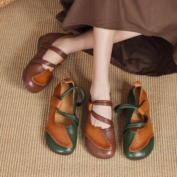 

dress shoes green flat comfortable oxford soft soled spring mary jane shoes retro niche shallow mouth handmade soft pea shoes 230710, Black