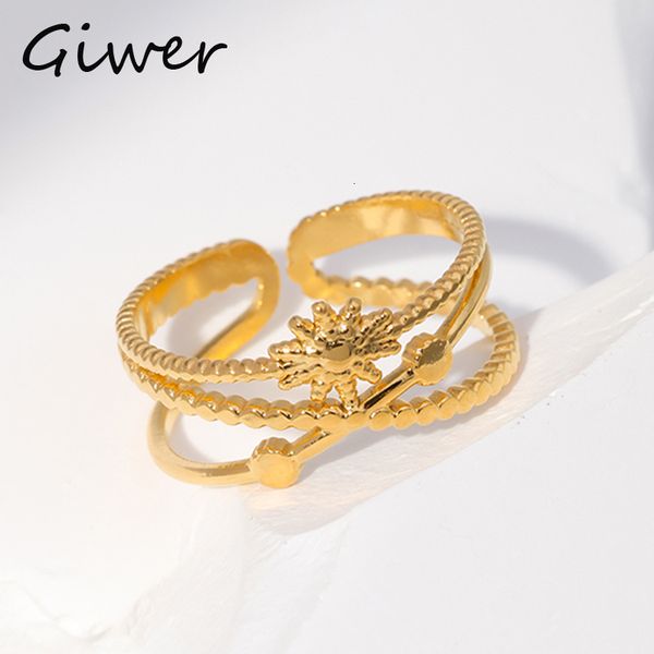 

wedding rings sun starry sky stainless steel women s ring vintage adjustable finger fashion party jewelry boho aesthetic bijoux femme 230710, Slivery;golden