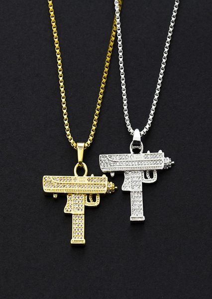 

uzi zirconium diamond pendant necklace hiphop personality submachine accessories creative jewelry gift8727199, Silver