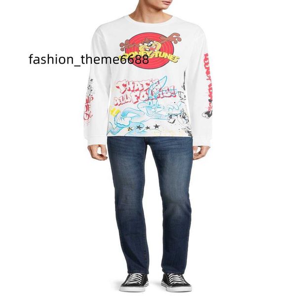 

looney tunes airbrush men s big men s long sleeve graphic t-shirt, White;black