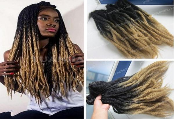 

12 packs full head two tone 12a marley braids hair 20inch black blonde 27 ombre synthetic hair extensions kinky braiding 9486895