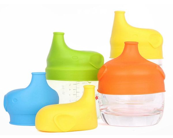 

silicone sippy lids elephant shaped cup cover reuseable lid leakproof cup for kids water bottle brinkware tools 5 colors 20pcs dhw5908143